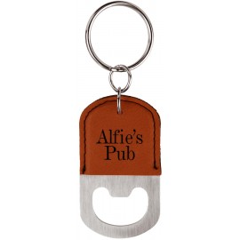 Personalized 1.5" x 2.5" - Leatherette Bottle Opener Keychains