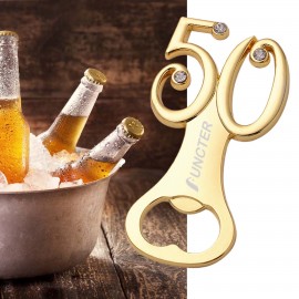 50th Birthday Shape Metal Bottle Opener with Logo