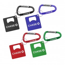 Logo Branded Square Shape Bottle Opener w/7 Cm Carabiner