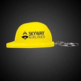 Yellow Plastic Construction Hat Bottle Opener Key Chain with Logo