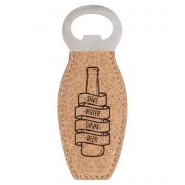 Leatherette Bottle Opener with Magnet - BTTL04-09D with Logo