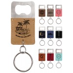 Branded Rectangle Laserable Leatherette Bottle Opener Keychain with Logo