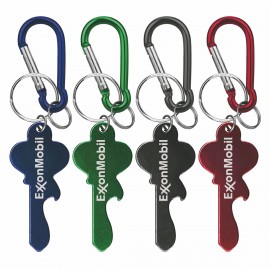 Logo Branded Key Shape Bottle Opener w/Key Ring & Carabiner  Logo Branded Key Shape Bottle Opener w/Key Ring & Carabiner