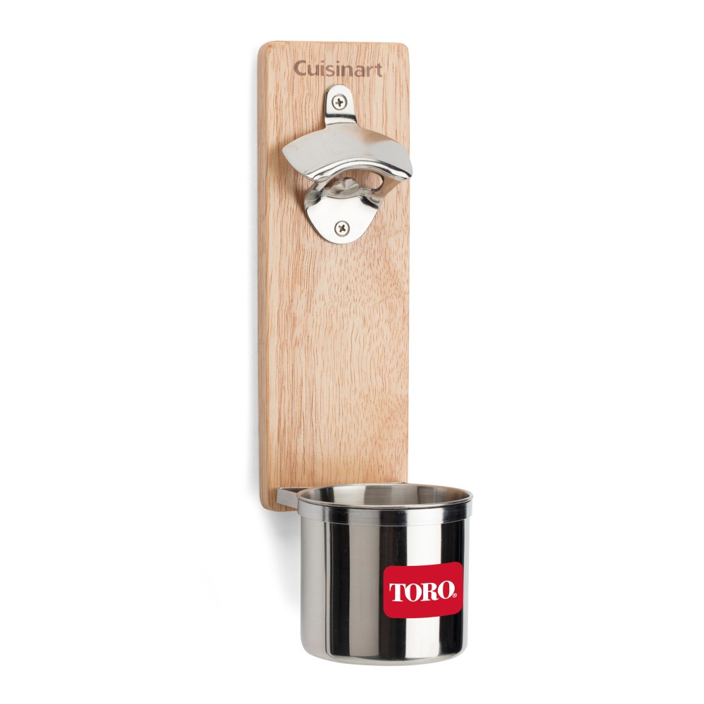 Cuisinart Magnetic Bottle Opener & Cup Holder - Wood with Logo