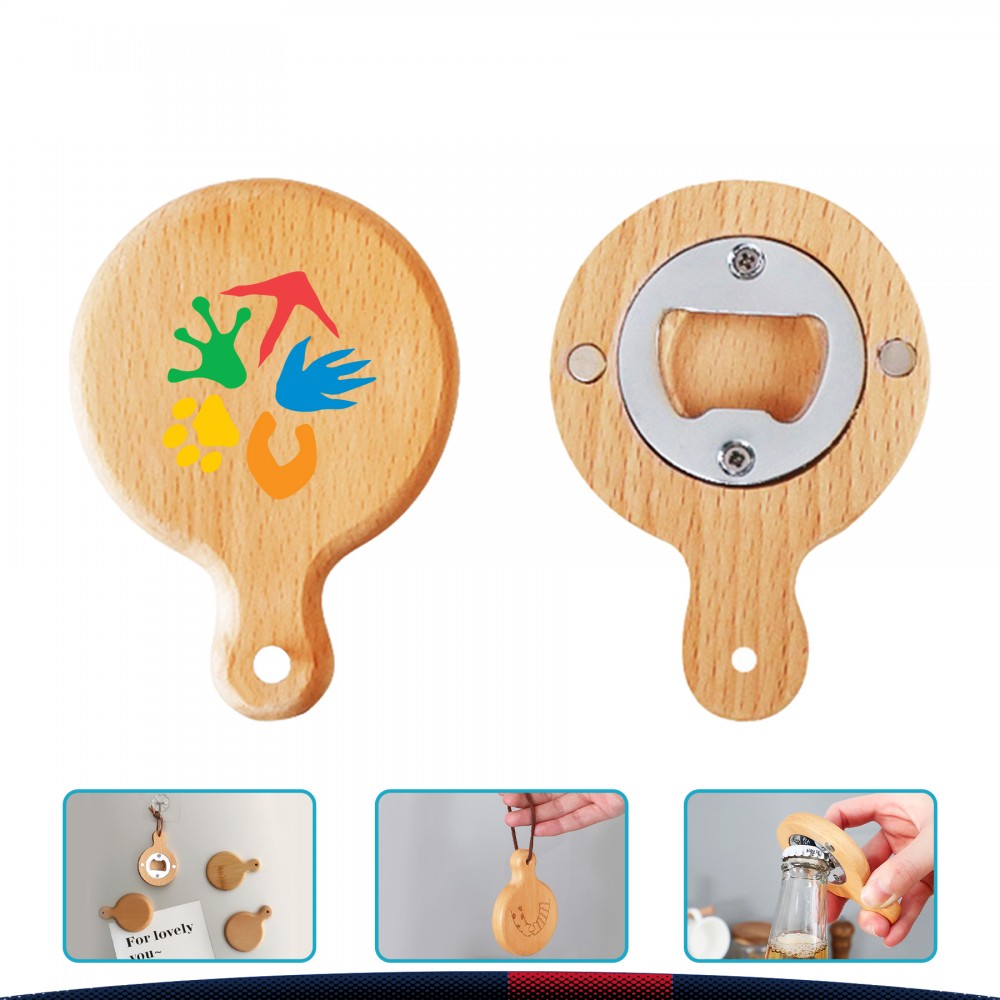 Round Wooden Magnet Bottle Opener with Logo Round Wooden Magnet Bottle Opener with Logo