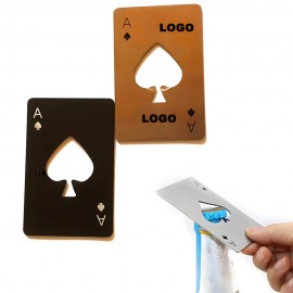 Stainless Steel Ace of Spades Poker Card Bottle Opener with Logo