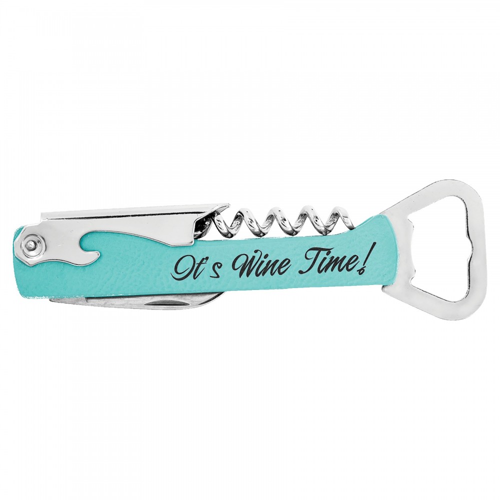 Leatherette Wine Bottle Opener - BTTL02-11D with Logo