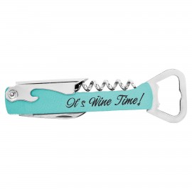 Leatherette Wine Bottle Opener - BTTL02-11D with Logo