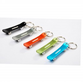 Aluminum skateboard shape bottle opener keychain with Logo