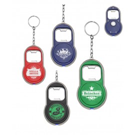 Bottle Opener w/LED Flashlight Keychain with Logo