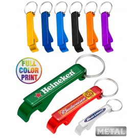 Union Printed - Aluminum Beer Bottle Opener with Keychain - Full Color Print with Logo