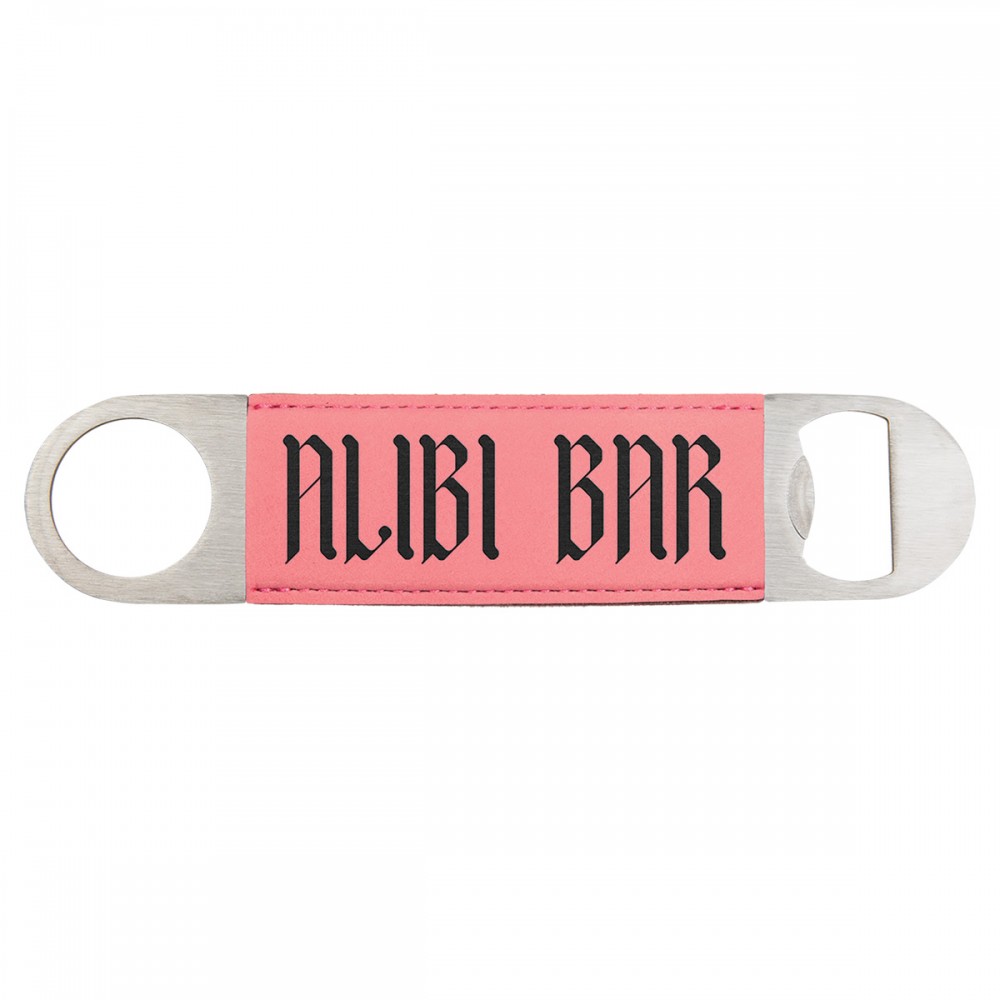 Pink Leatherette Bottle Opener with Logo