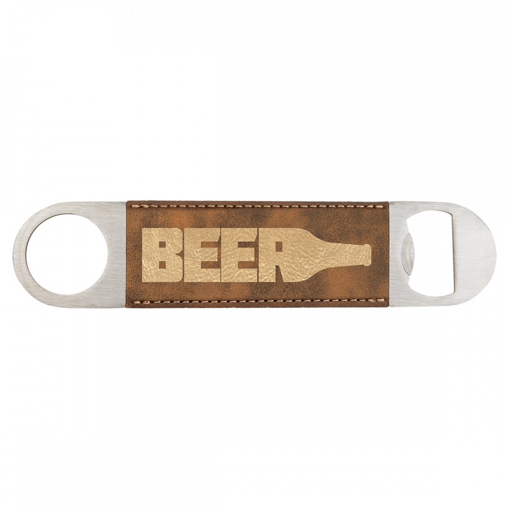 Rustic/Gold Leatherette Bottle Opener with Logo