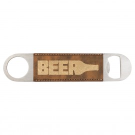 Rustic/Gold Leatherette Bottle Opener with Logo