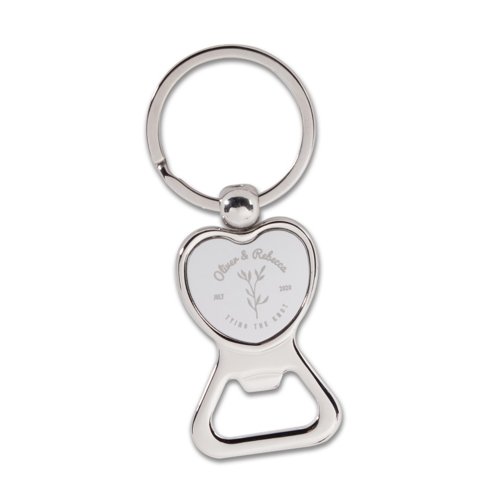 Logo Branded Heart Shaped Metal Bottle Opener Keychains (Laser Engraving)