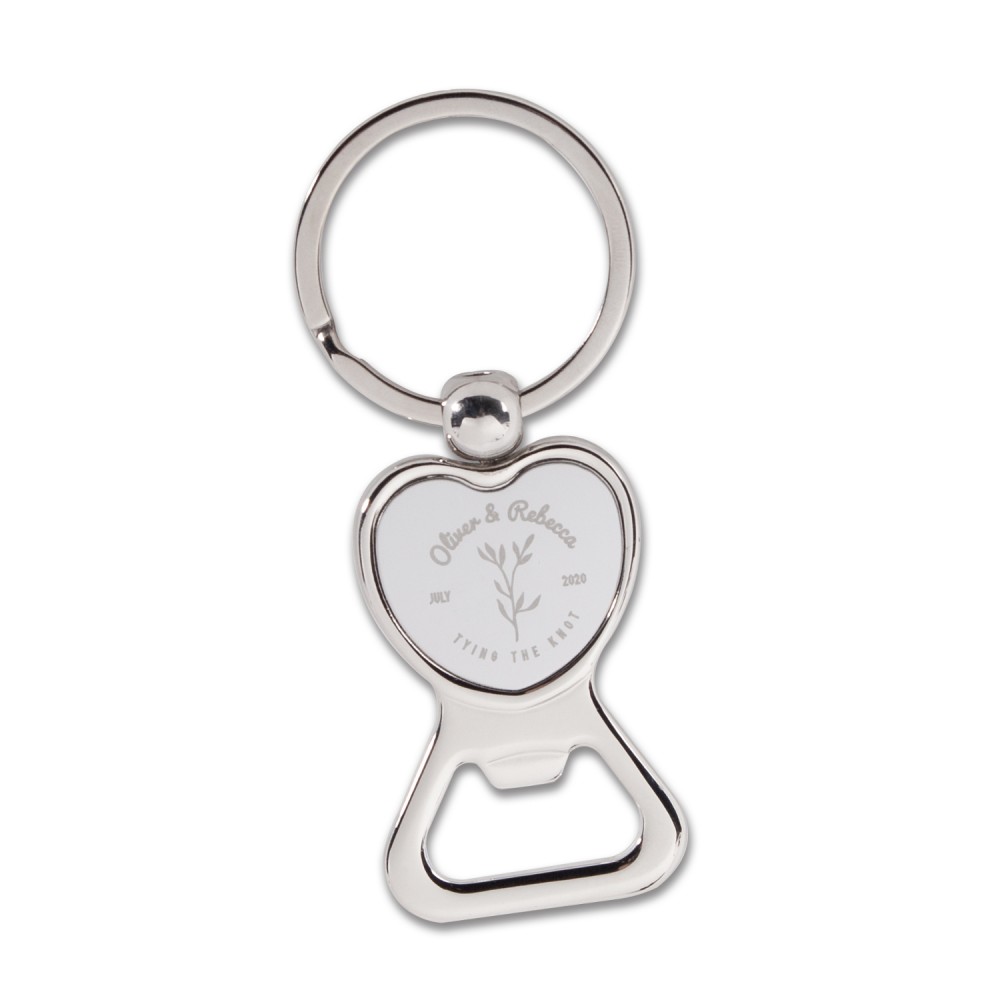 Logo Branded Heart Shaped Metal Bottle Opener Keychains (Laser Engraving) Logo Branded Heart Shaped Metal Bottle Opener Keychains (Laser Engraving)
