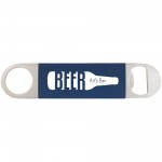 1 1/2" x 7" Navy Blue/White Bottle Opener with Silicone Grip Logo Branded