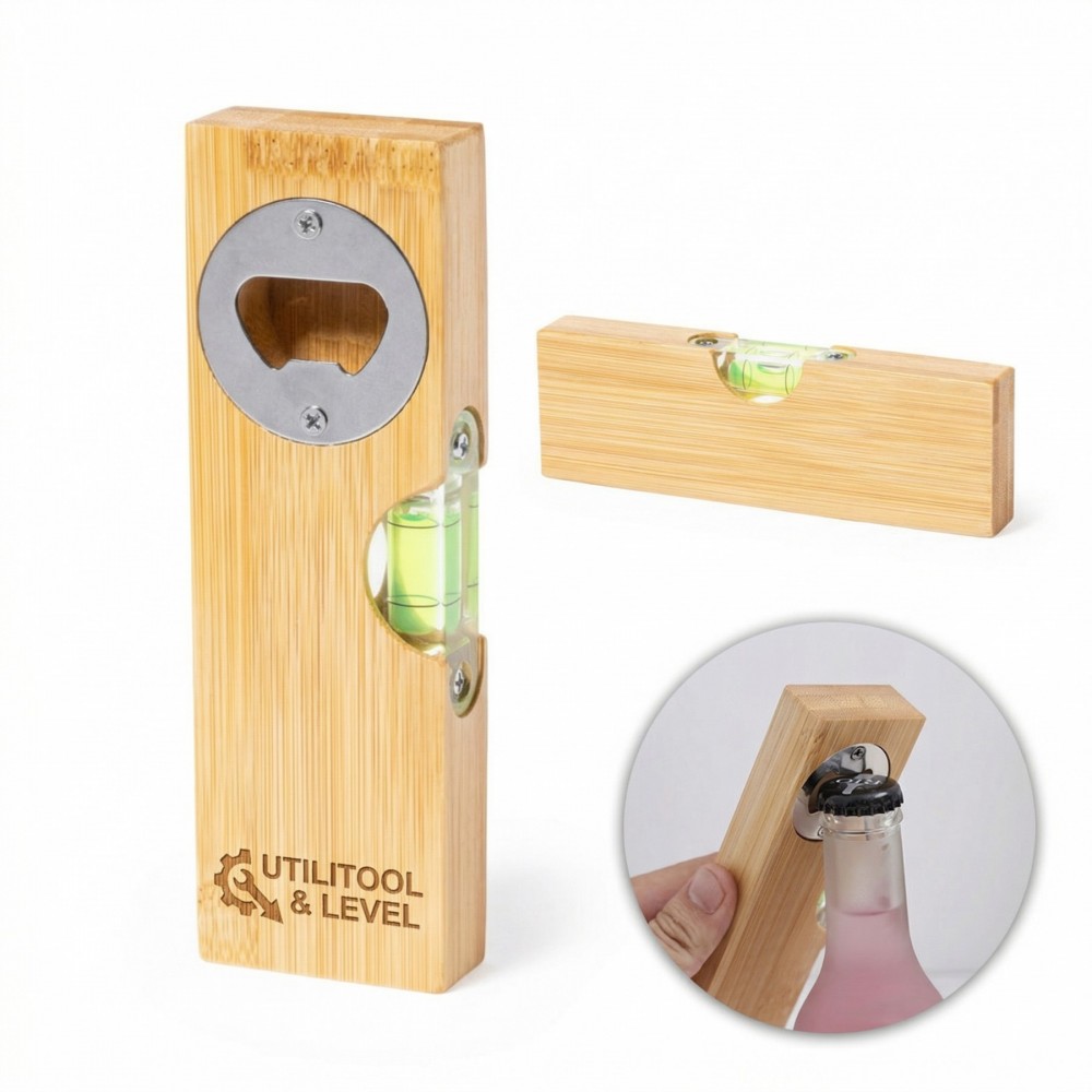 Customized Bamboo Magnetic Spirit Level Bottle Opener