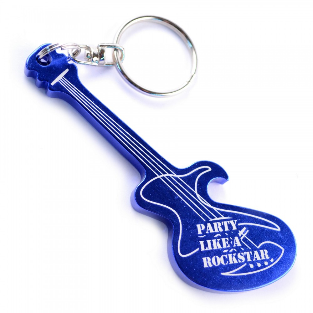 Electric Guitar Key Chain w/Bottle Opener with Logo