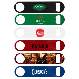 Bartender's Colored Stainless Steel Bottle Opener with Logo
