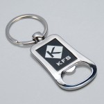 Silver and Black Lasered Bottle Opener Keychain Custom Imprinted