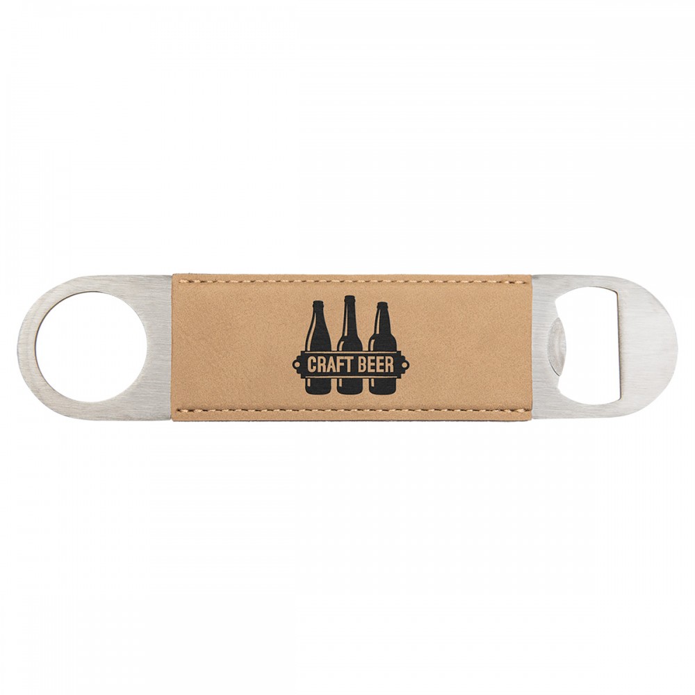 Light Brown Leatherette Bottle Opener with Logo