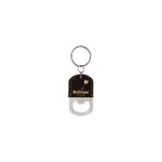 Black/Gold Oval Leatherette Bottle Opener Keychain with Logo
