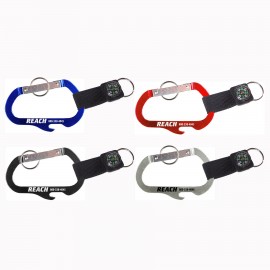 Carabiner with Bottle Opener and Compass with Logo  Carabiner with Bottle Opener and Compass with Logo