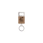 Personalized Light Brown Rectangle Leatherette Bottle Opener Keychain