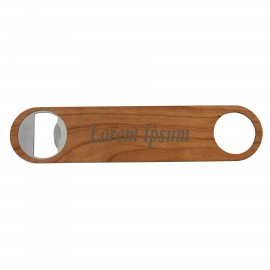 Logo Branded Stainless Steel Pro-Cap Bottle Opener w/Cherry Wood Overlay