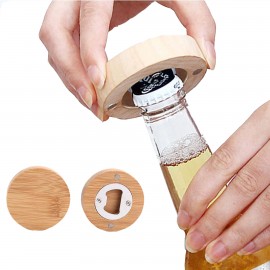 Logo Branded Round Wooden Bamboo Beer Bottle Opener