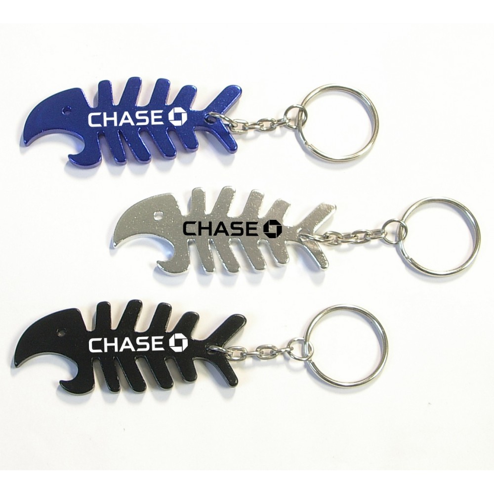 Fish Bone Shaped Metal Bottle Opener with Key Holder with Logo Fish Bone Shaped Metal Bottle Opener with Key Holder with Logo