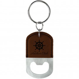 2.5x1.5 Dark Brown Leatherette Bottle Opener Keychain Custom Printed
