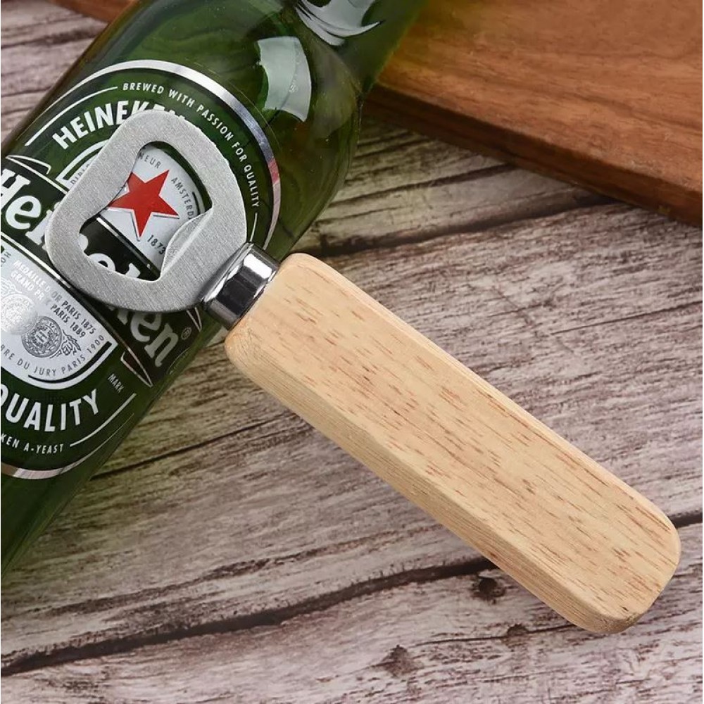 Natural Wood Bottle Opener with Logo