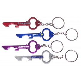 Key Shaped Aluminum Bottle Opener w/ Key Chain with Logo