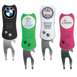 Deluxe 4-in-1 Switchblade Divot Tool with Logo  Deluxe 4-in-1 Switchblade Divot Tool with Logo