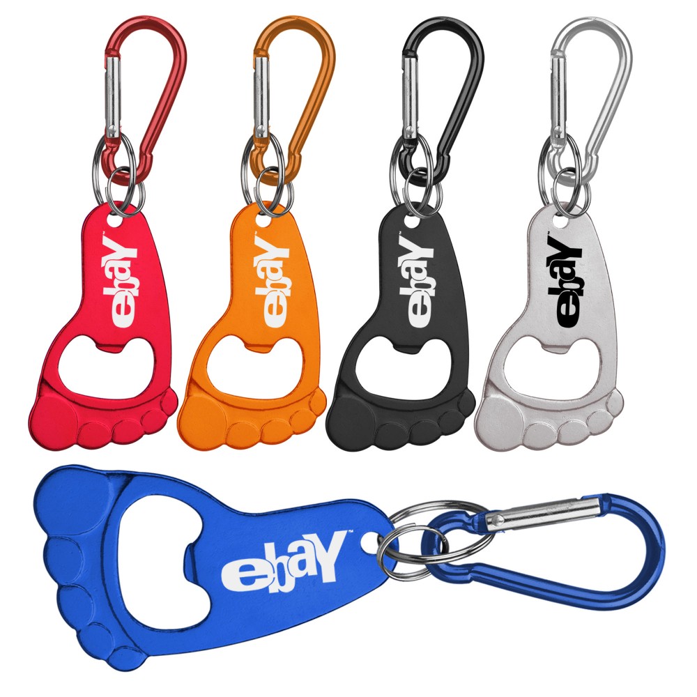 Promotional Foot Shaped Bottle Opener Key Holder and Carabiner