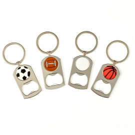 Logo Branded Sports Ball Bottle Opener Keychain