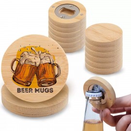 Bamboo Coaster & Bottle Opener Magnet with Logo