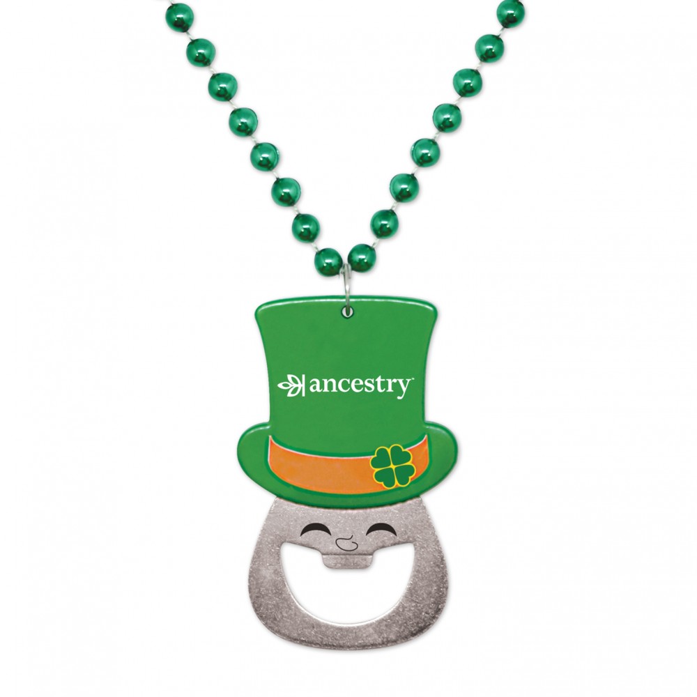 Promotional Leprechaun Bottle Opener Medallion Beads