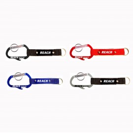 Carabiner with Bottle Opener Strap and Metal Plate with Logo