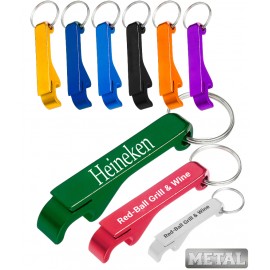 Aluminum Beer Bottle Opener Keychain - One color print with Logo