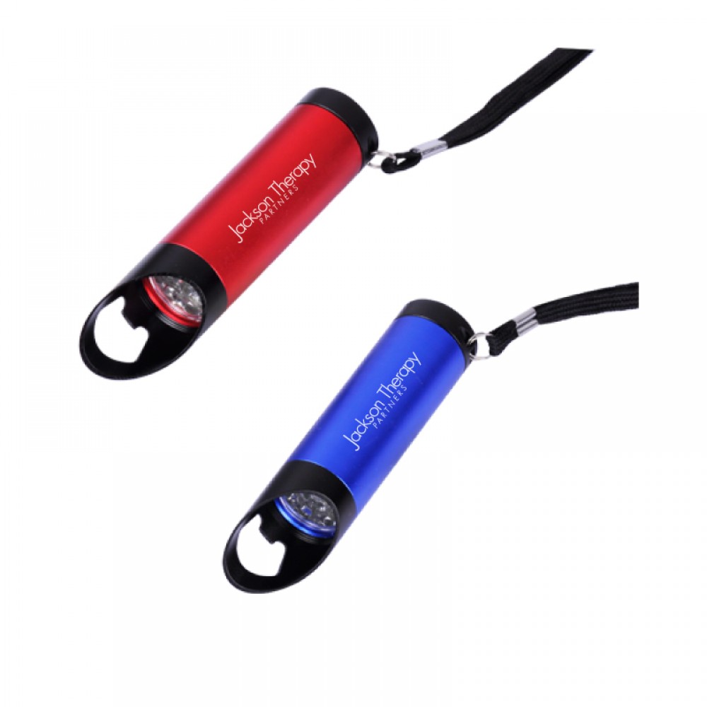 9 LED Aluminum Flashlight w/Bottle Opener Custom Imprinted 9 LED Aluminum Flashlight w/Bottle Opener Custom Imprinted