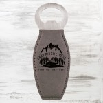 Custom Imprinted Gray Leatherette Bottle Opener with Magnet