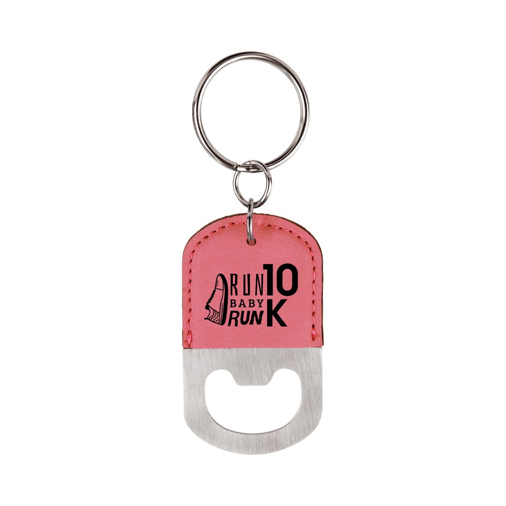 Custom Imprinted Leatherette Bottle Opener Keychain Custom Imprinted Leatherette Bottle Opener Keychain