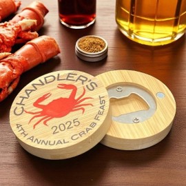 Personalized Bamboo Bottle Opener Magnet