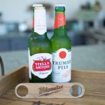 Wood Bottle Opener: Slim Profile with Integrated Metal Jaw with Logo