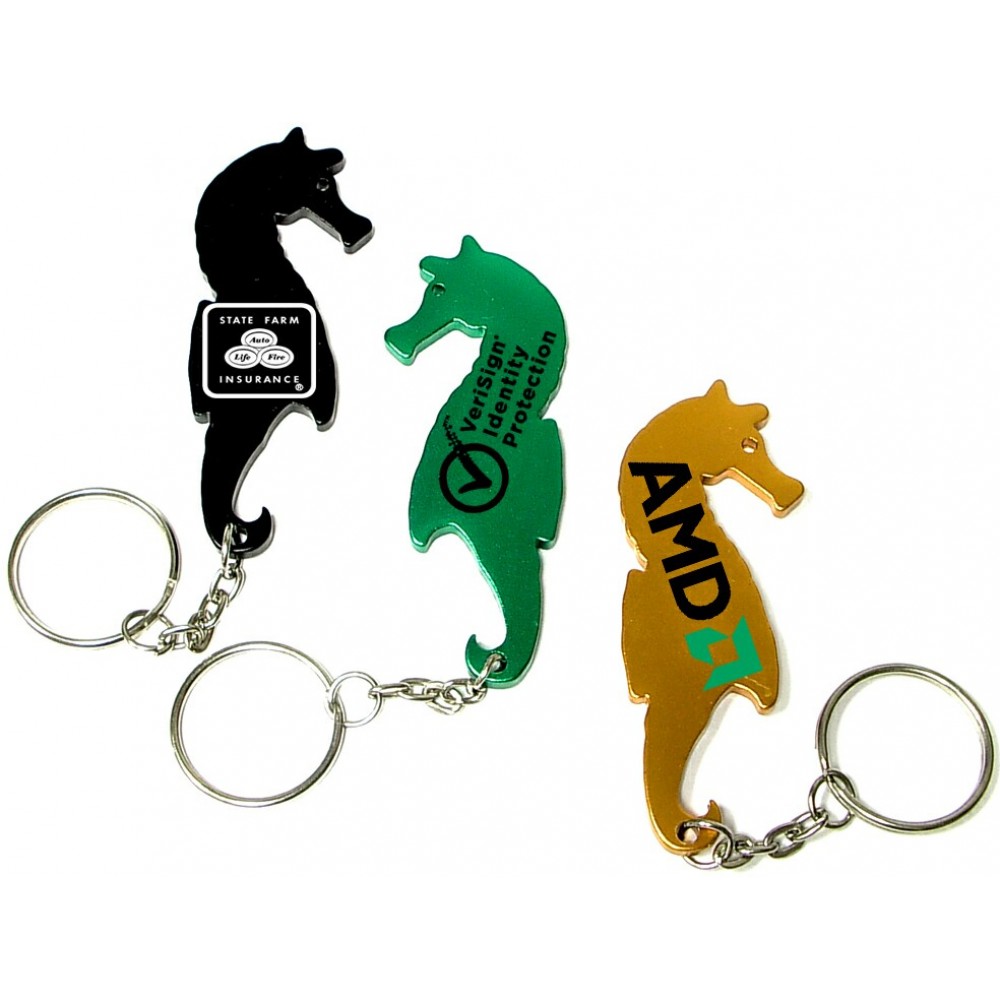 Personalized Sea Horse Shaped Bottle Opener with Key Chain (Large Quantities)