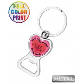 Heart Bottle Opener Keychain-Full Color with Logo