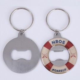 Logo Branded Round Circle Bottle Opener Keychain